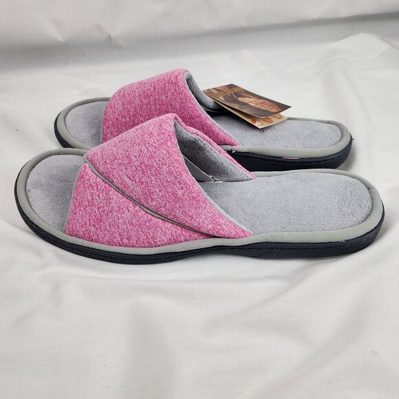 Women's Size 11-12 Open Toe House Slippers with Comfy Velvet Lining, Memory Foam - Picture 3 of 5